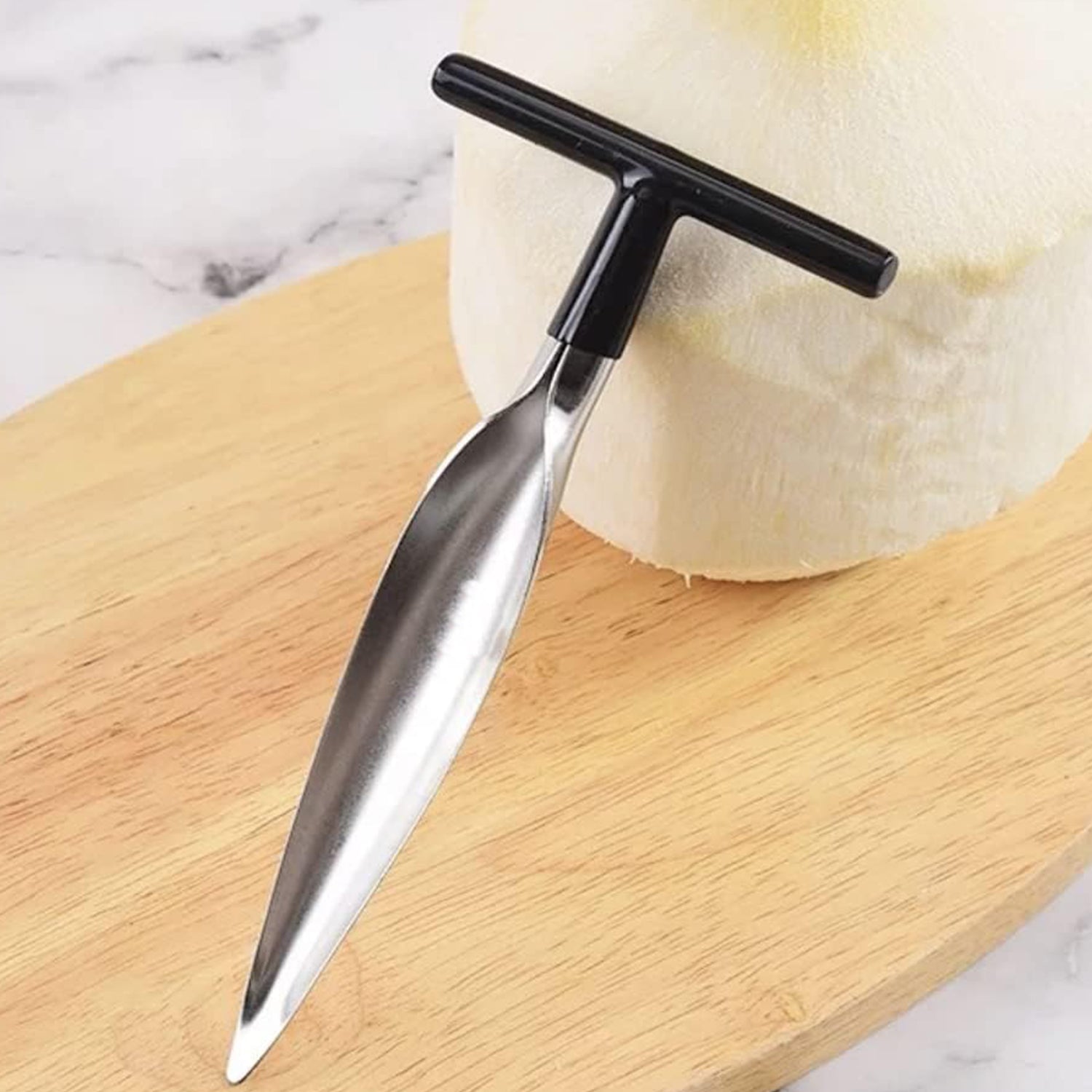Stainless Steel Coconut Breaker Tool with Comfortable T-Handle (1 Pc) Stainless Steel Coconut Breaker Tool with Comfortable T-Handle (1 Pc)